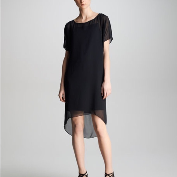 J Brand Ready to Wear Marisa Sheer-Overlay Black Short Sleeve Dress Size XS - Picture 1 of 7